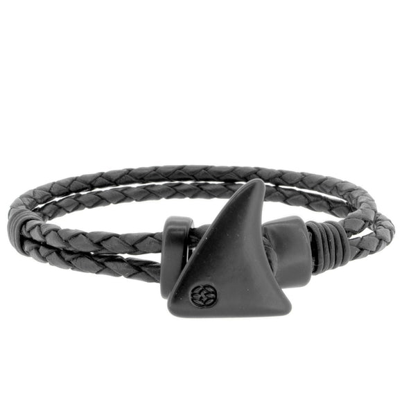 Pinna Duo Black Leather Shark Fin BK