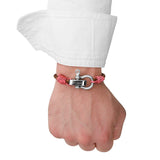 Pulsera - Mondello Brown Braided Leather Pink Stainless Steel