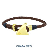 Pulsera - Nappina Nappa Brown Leather Blue Shark Fin GP