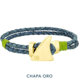 Pulsera - Pinna Duo Blue Vintage Leather Shark Fin GP