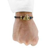 Pulsera - Pinna Duo Brown Leather 22K Gold Plated Shark Fin