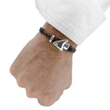 Pulsera - Pinna Duo Brown Leather Rhodium Plated Shark Fin