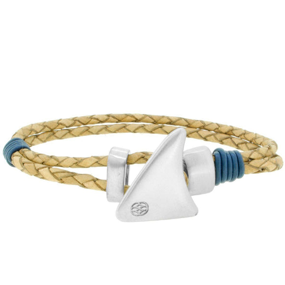 Pulsera - Pinna Duo Camel Navy Leather Shark Fin Matte