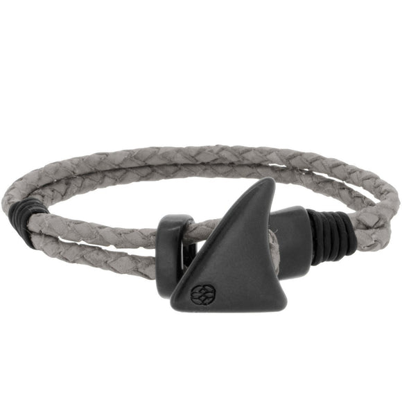 Pulsera - Pinna Duo Grey Leather Shark Fin BK