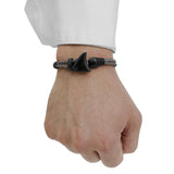 Pulsera - Pinna Duo Grey Leather Shark Fin BK