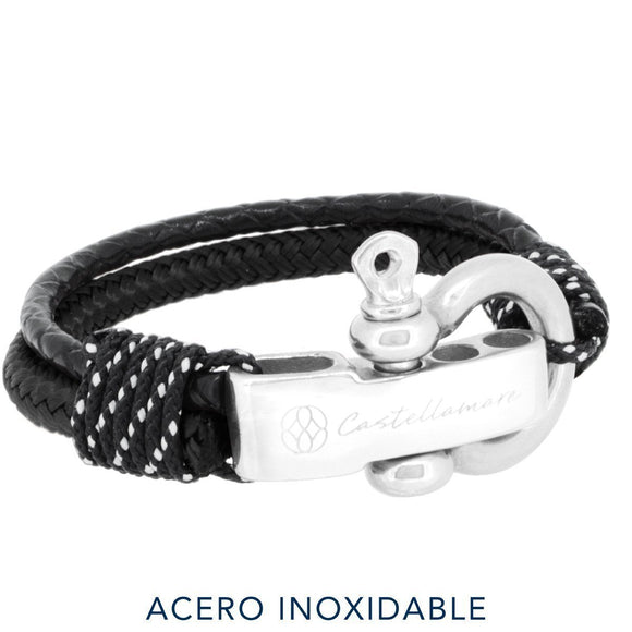 Pulsera - Rimini Black Black Leather Stainless Steel