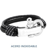 Pulsera - Rimini Black Black Leather Stainless Steel