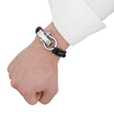 Pulsera - Rimini Black Black Leather Stainless Steel