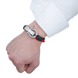 Pulsera - Rimini Red Black Leather Stainless Steel