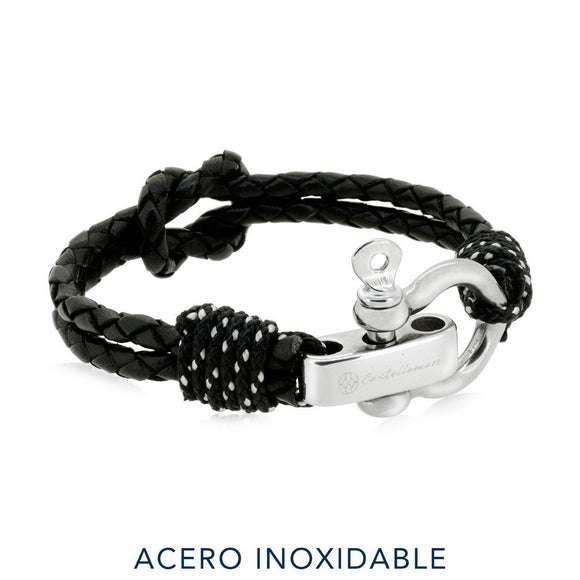 Pulsera - Sorrento Black Leather Black SM Stainless Steel